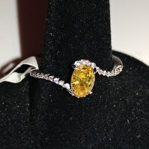 Citrine and white topaz ring